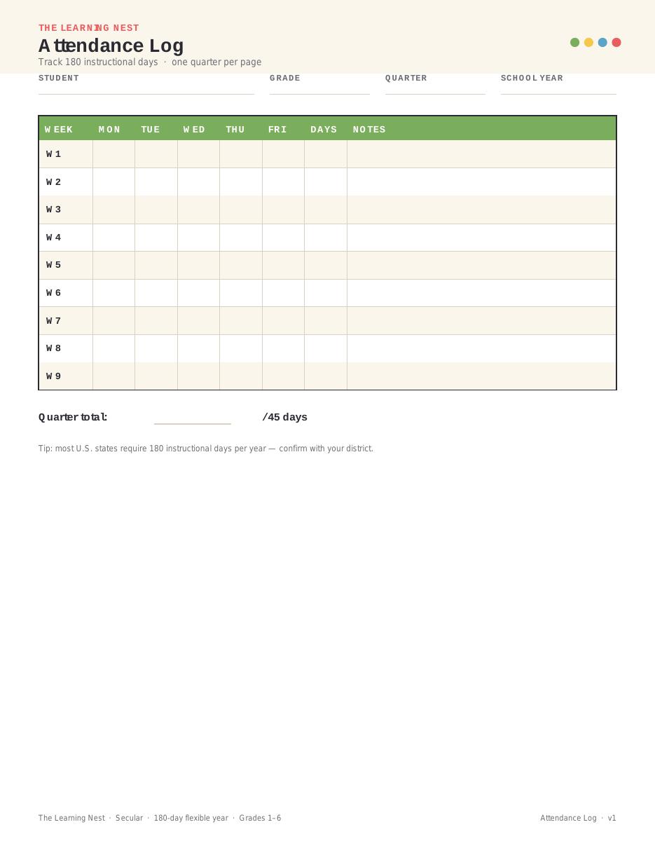 Attendance Log preview
