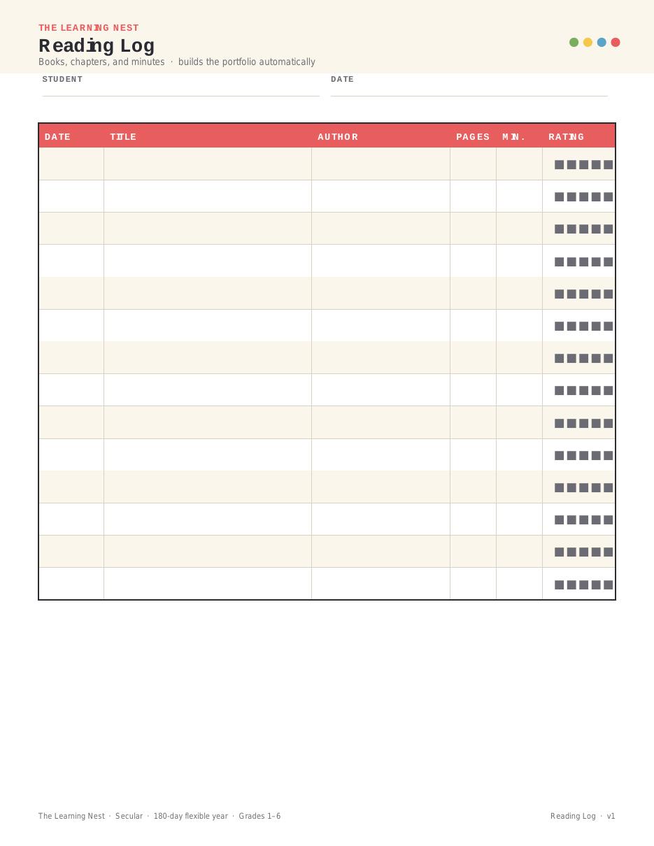 Reading Log preview