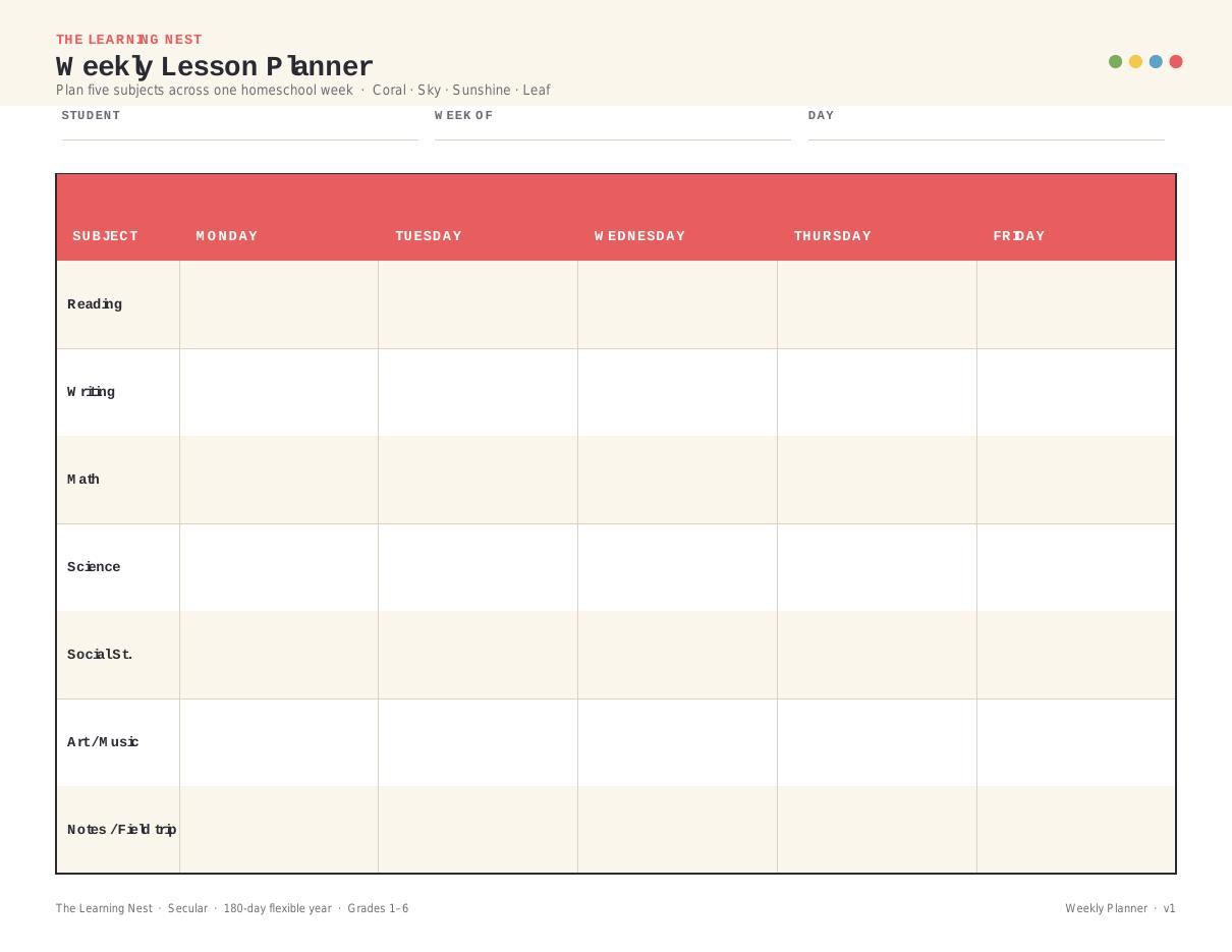 Weekly Lesson Planner preview