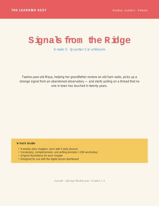 Grade 5 workbook cover — Signals from the Ridge